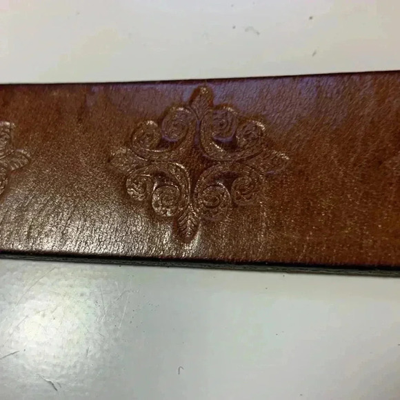 Vintage Dalmy’s Brown Embossed Thick, Rich Leather Belt and  Buckle Size XS - Picture 11 of 11